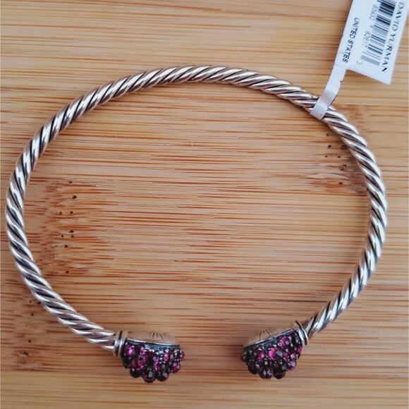 David Yurman Garnet Berries Station Cable Sterling Silver Bracelet NWT - Picture 4 of 8